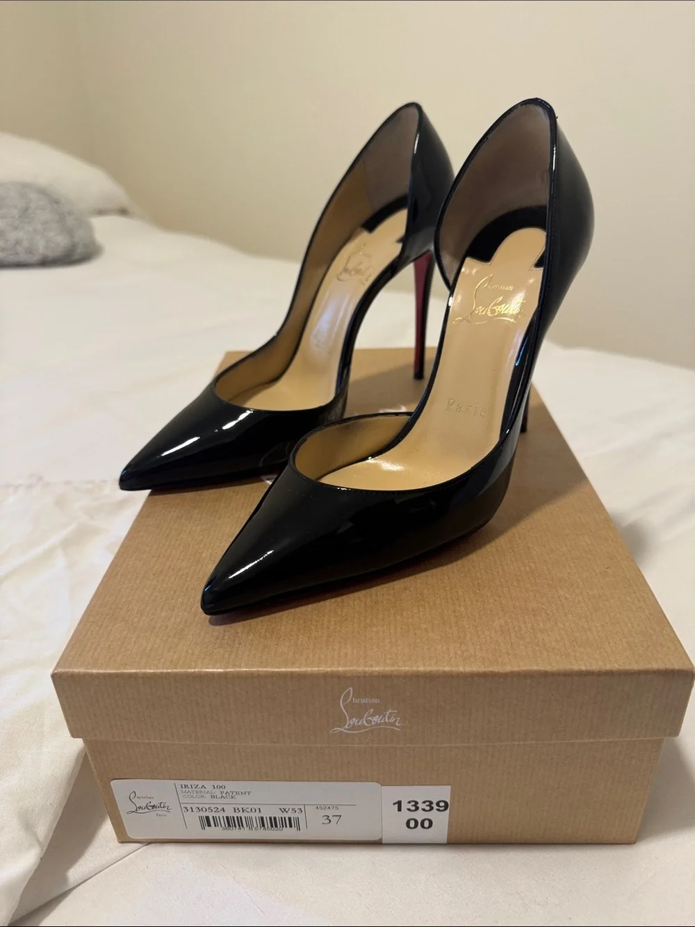 Christian Louboutin Black Patent Stiletto with Red Sole
